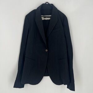 Uma Wang Rare Single Breasted Tailored Linen Blend Blazer Jacket In Black
